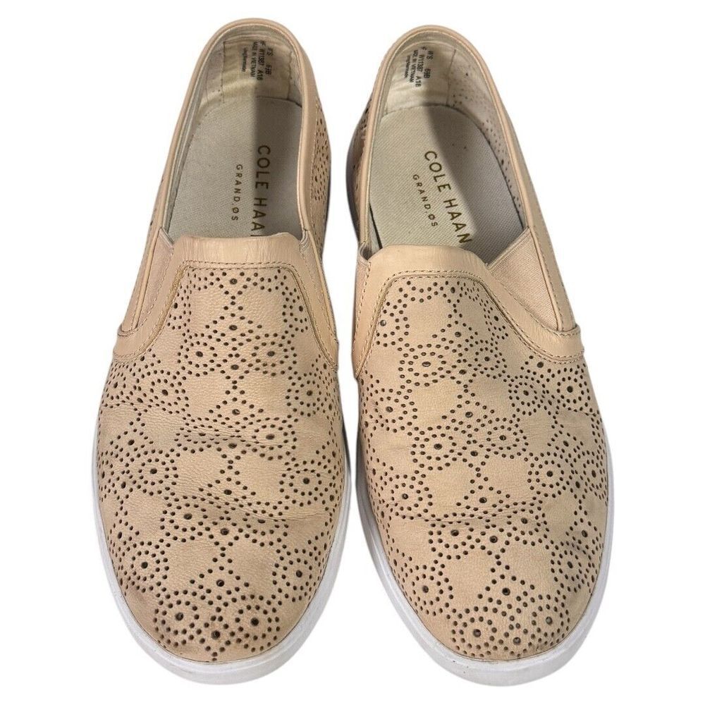 Cole Haan Grand.os  US 6.5B Dark Ivory‎ Leather Trimmed Sneakers Shoe